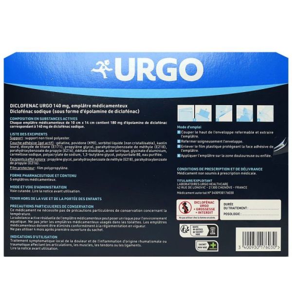 Diclof Urgo 140Mg Empl Med Emplatre/5